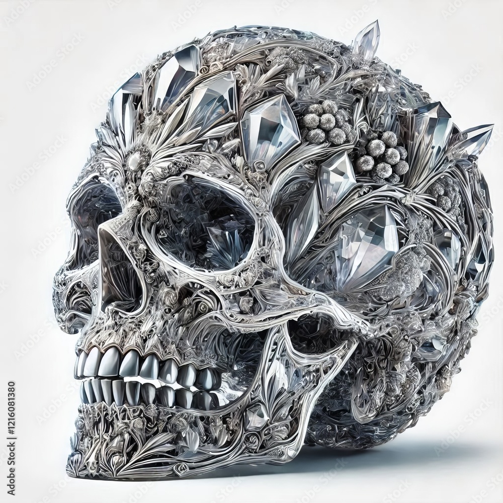 Naklejka premium detailed crystal skull on white background 