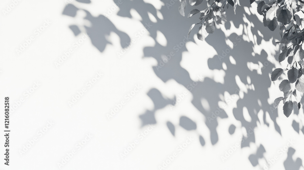 Abstract Shadow of Natural Tree Leaves on a White Wall Background, Aesthetic Visual for Decor or Inspiring Imagery Abstract Shadow of Natural Tree Leaves on a White Wall Background, Aesthetic Visual for Decor or Inspiring Imagery