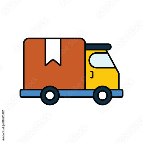 Delivery Truck color line icon with white background vector stock illustration