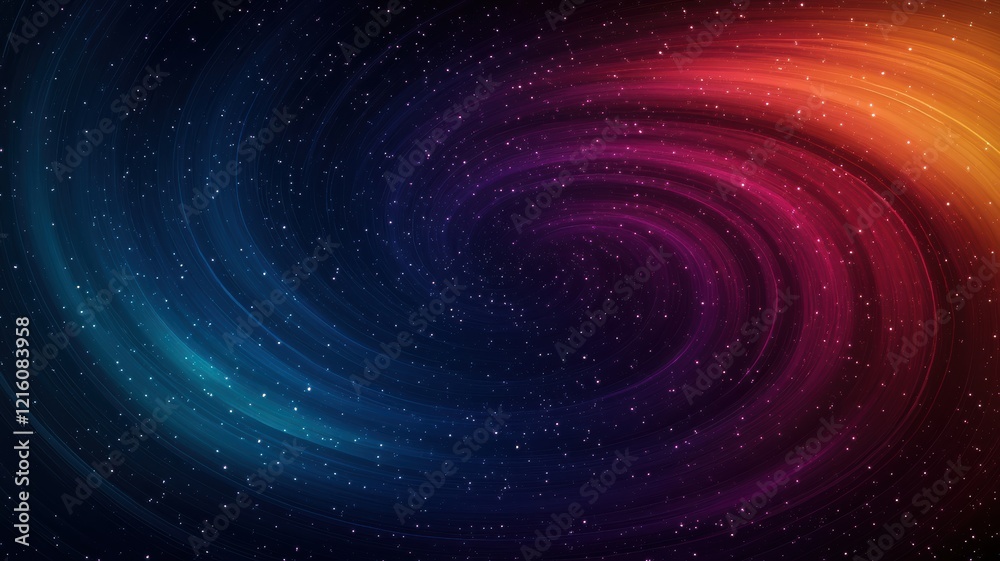 Fototapeta premium A vibrant cosmic swirl of colors, blending deep blues, purples, and fiery oranges against a dark backdrop, evoking a sense of mystery and infinity.