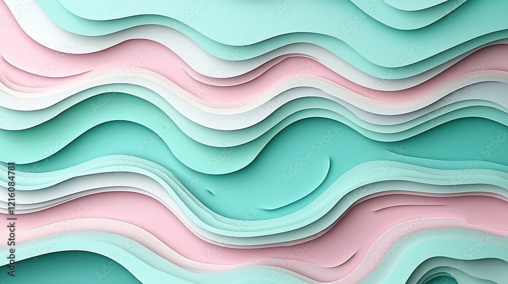 Fototapeta premium Abstract Pastel Wave Layers Design Background