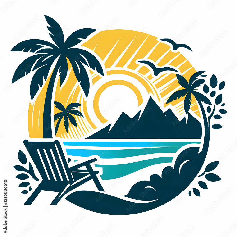 Obraz premium summer beach vector illustration