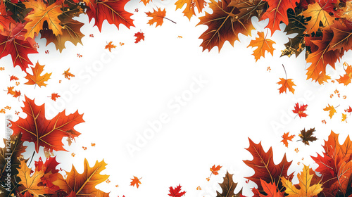 Autumn Leaves Background: Vibrant Fall Foliage Border Design photo