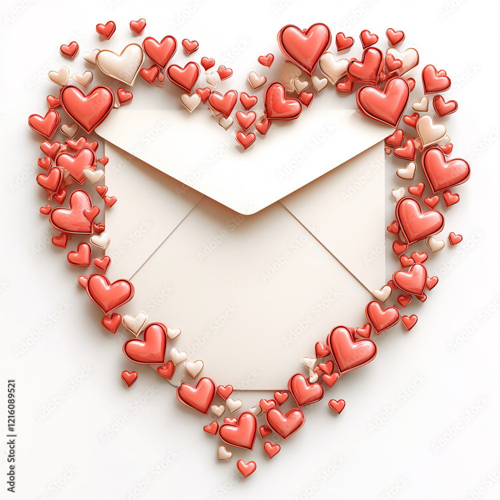 Obraz premium love envelope border, isolated on white background