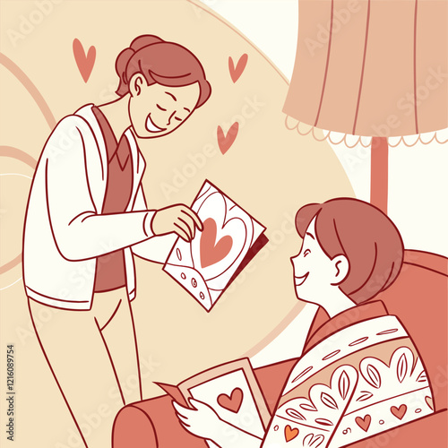 Valentines day holiday getting card with heart