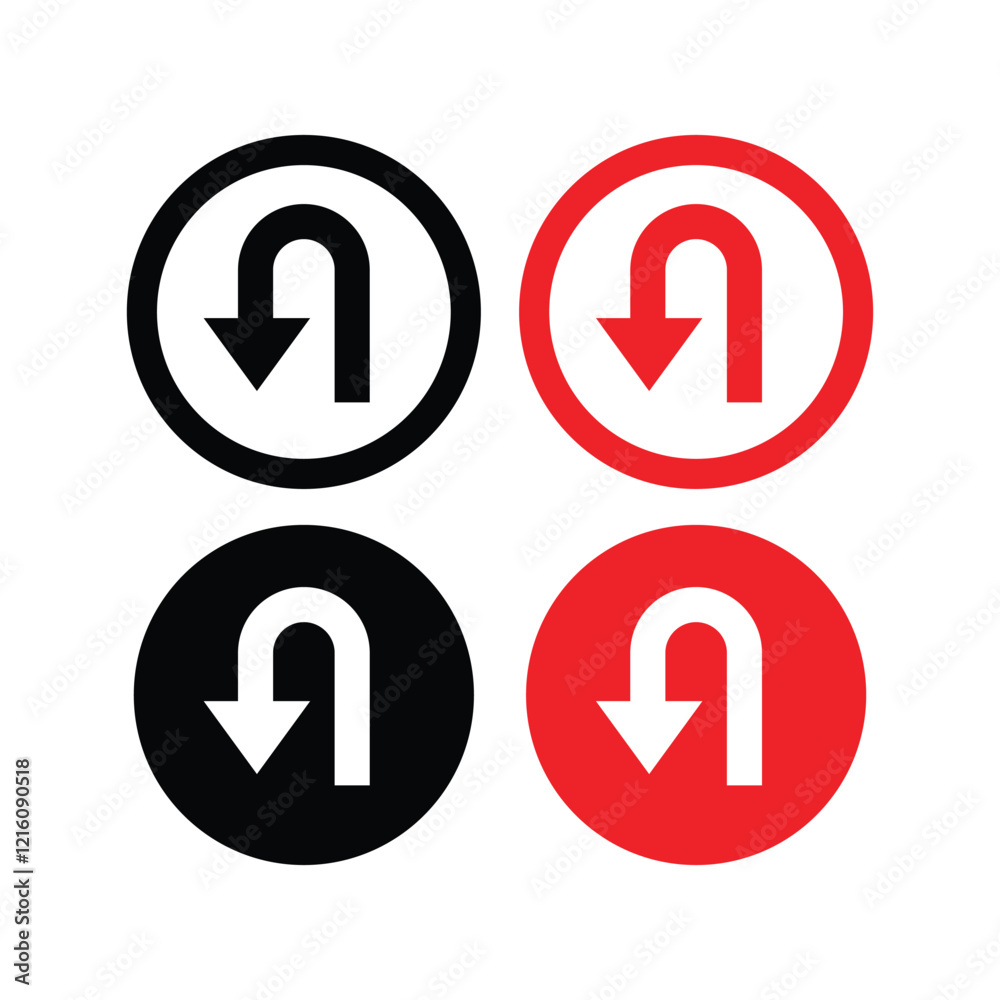 U turn sign simple flat icon vector design U turn sign simple flat icon vector design