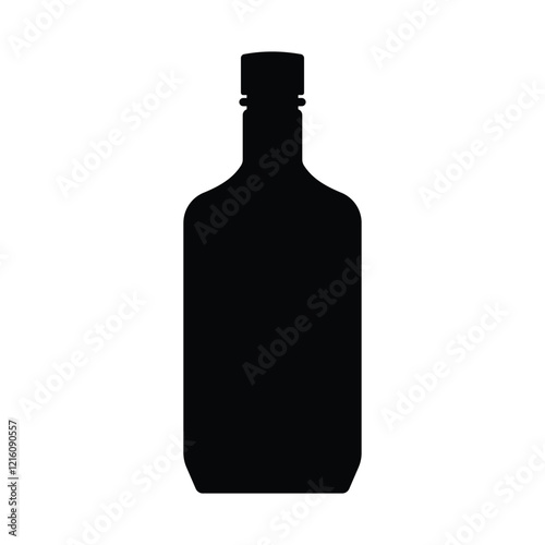 Vodka bottle black and white flat vector icon and symbol design