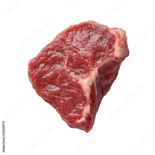 Fresh top view of pink A5 Japanese Wagyu ribeye steak on white background AI generative....... photo