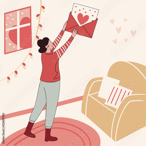 Valentines day holiday getting card with heart