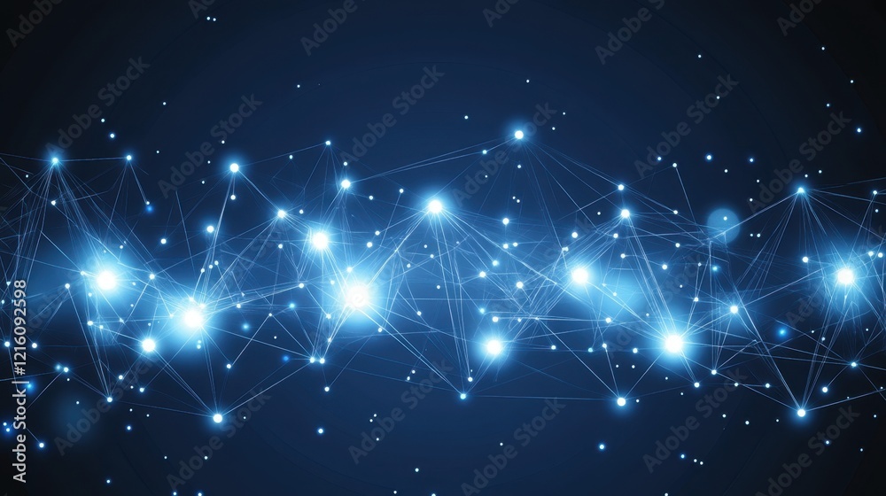 Abstract representation of artificial intelligence with glowing circuits forming a neural network on a dark blue background.