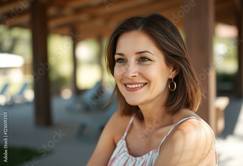 Female portrait in summer heat with a calm and serene atmosphere