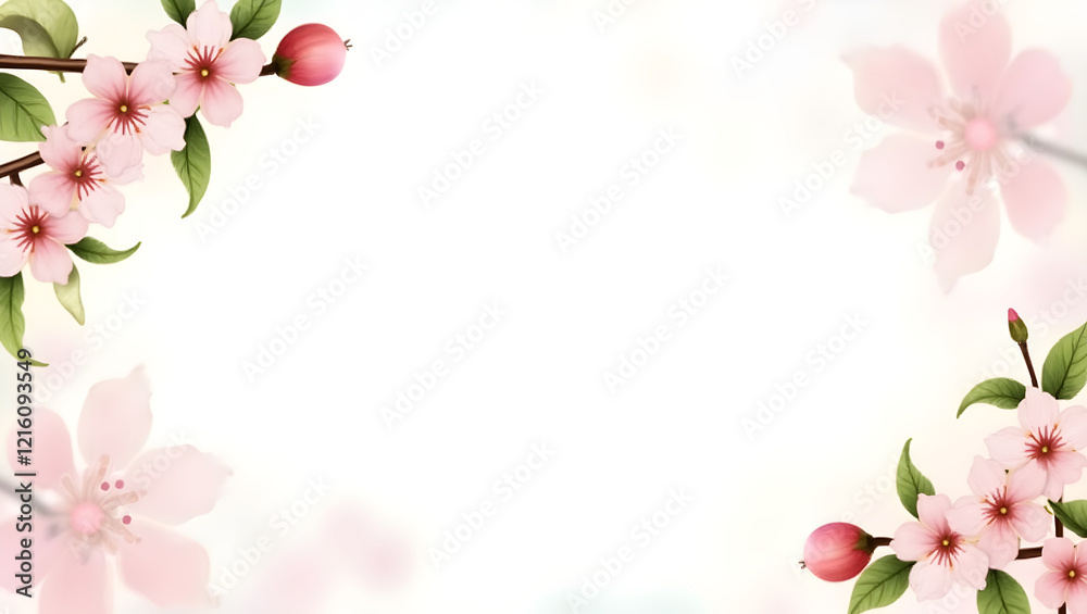 Delicate Blossoming Fruit Tree Frame Motif Delicate Blossoming Fruit Tree Frame Motif