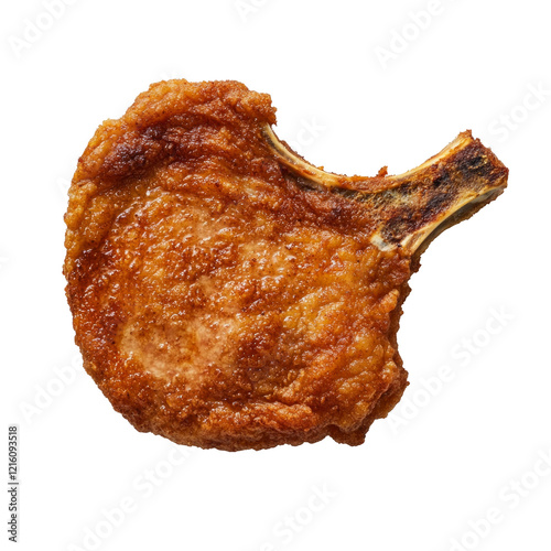 Tasty fried pork chop dish placed on a white background AI generative.. photo