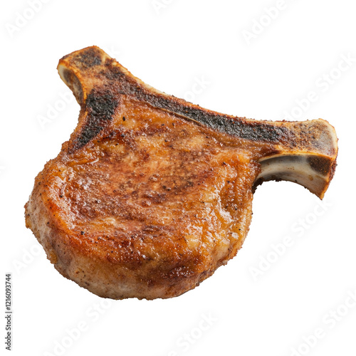 Delicious fried pork chop on a white background, a savory meal AI generative.. photo