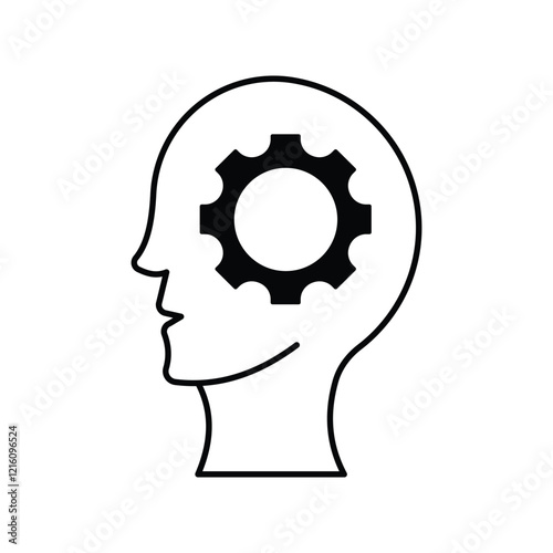 Head  glyph icon with white background vector stock illustration