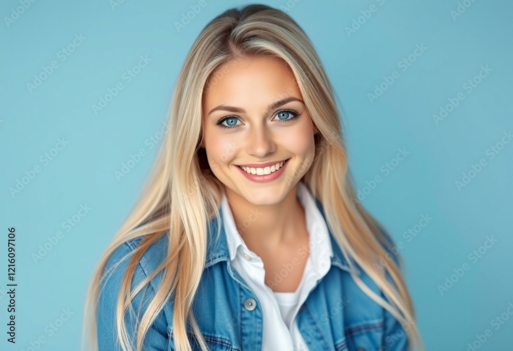 Portrait of a happy Nordic blond woman with a warm gaze