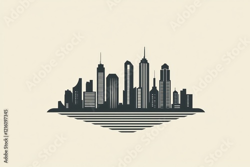 City skyline logo design set with clean and modern lines