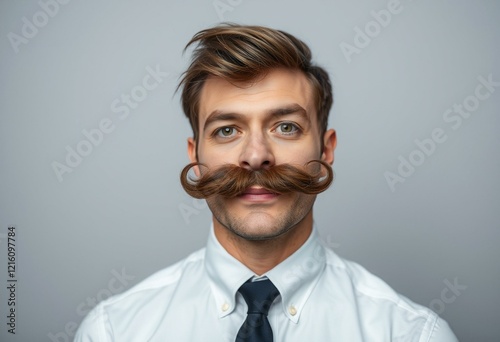 Portrait of a man with a moustache, looking directly at the camera