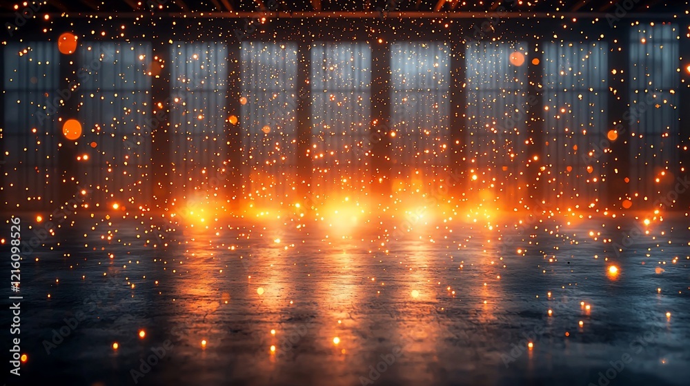 Naklejka premium Fiery Sparkles in Industrial Setting: Abstract Photography