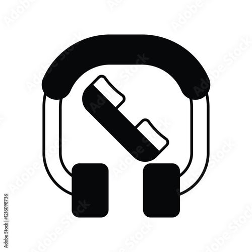 Call Center glyph icon with white background vector stock illustration