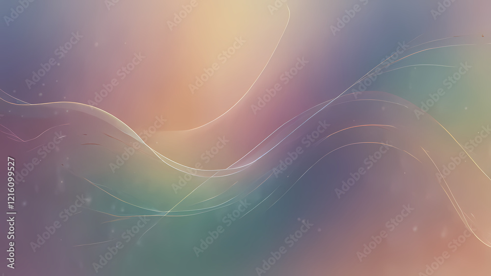 An ethereal abstract composition where delicate, pastel-colored lines of light form intricate, overlapping curves on a soft, blurred gradient background, evoking a dreamy and serene atmosphere An ethereal abstract composition where delicate, pastel-colored lines of light form intricate, overlapping curves on a soft, blurred gradient background, evoking a dreamy and serene atmosphere