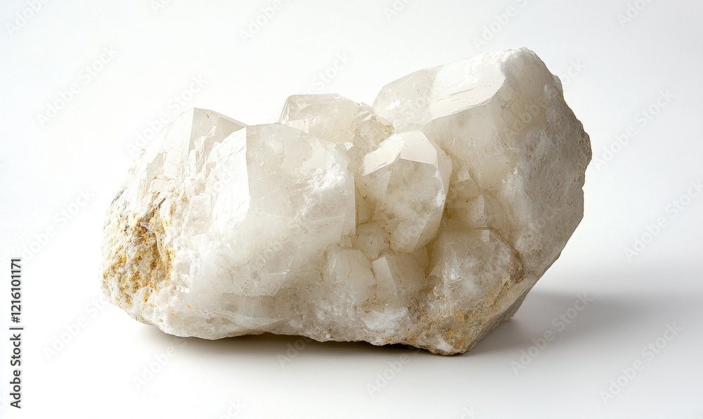 Cluster of white quartz crystals on a rock Cluster of white quartz crystals on a rock