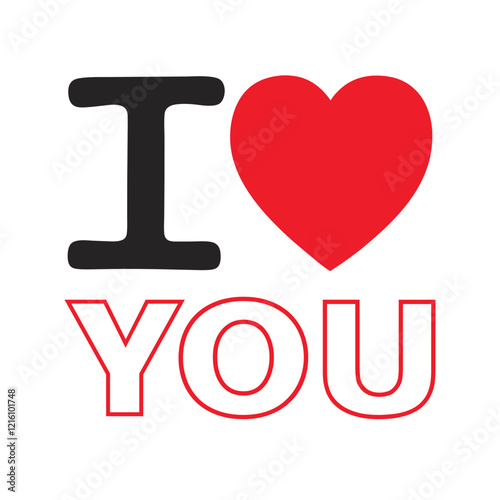 You Text with Heart shape vector illustration For Valentine's Day isolated on a transparent background