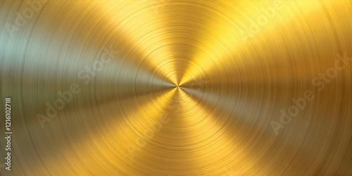 Golden Circular metal brushed texture central light reflective surface with smooth gold background.  (7)