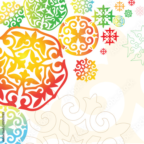 Oriental ornament background. Nauryz holiday in Asia, Kazakhstan. Vector illustration