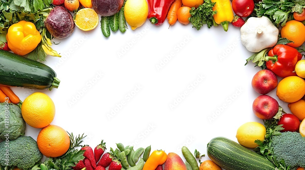 Fresh Produce Border with White Background - Illustration Fresh Produce Border with White Background - Illustration