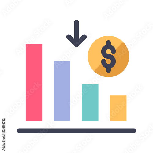 economy graph down flat style