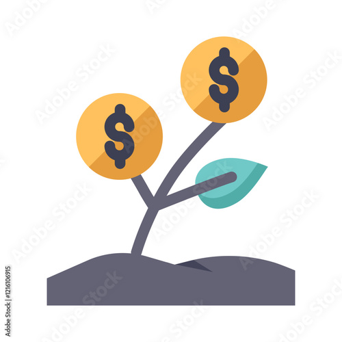 bank interest investment flat style