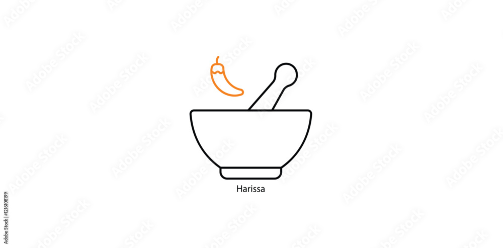 Harissa Sauce Vector Illustration for North African Recipes Harissa Sauce Vector Illustration for North African Recipes