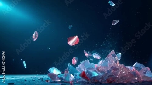 Shattered Glass Explosion with Sparks in Teal and Orange Palette Motion Video V1