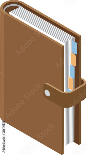 手帳のアイソメトリックイラスト