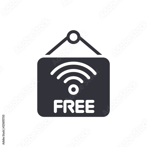 Free wi-fi sign solid icons, minimalist vector illustration ,simple transparent graphic element .Isolated on white background
