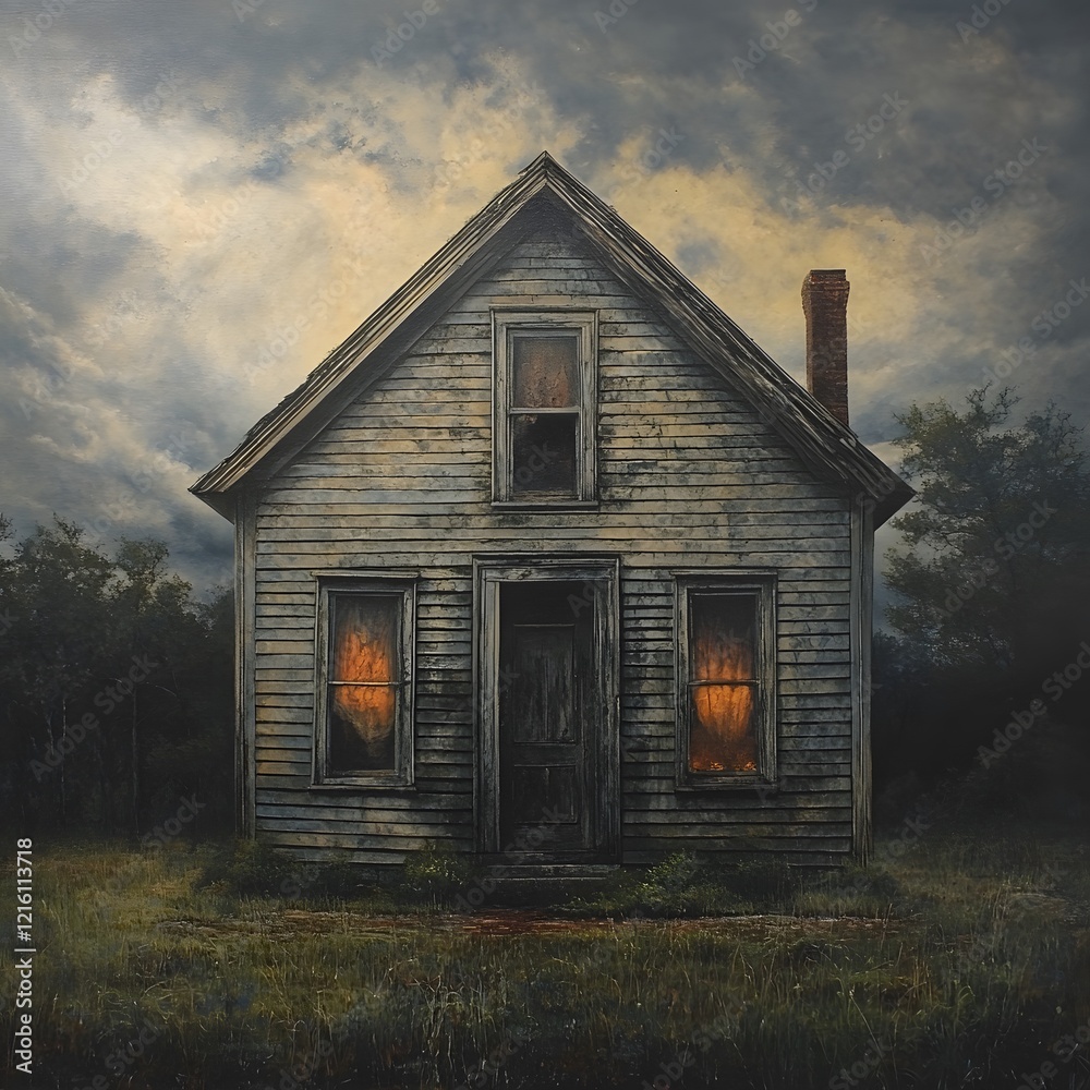 Obraz premium Whimsical cottage nestled amid lush greenery on a tranquil summer day