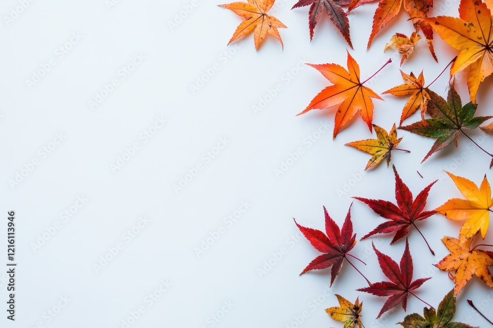 Autumn Maple Leaves Border on White Background Autumn Maple Leaves Border on White Background