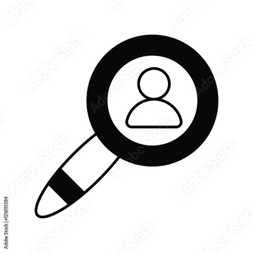 staff searching glyph icon with white background vector stock illustration
