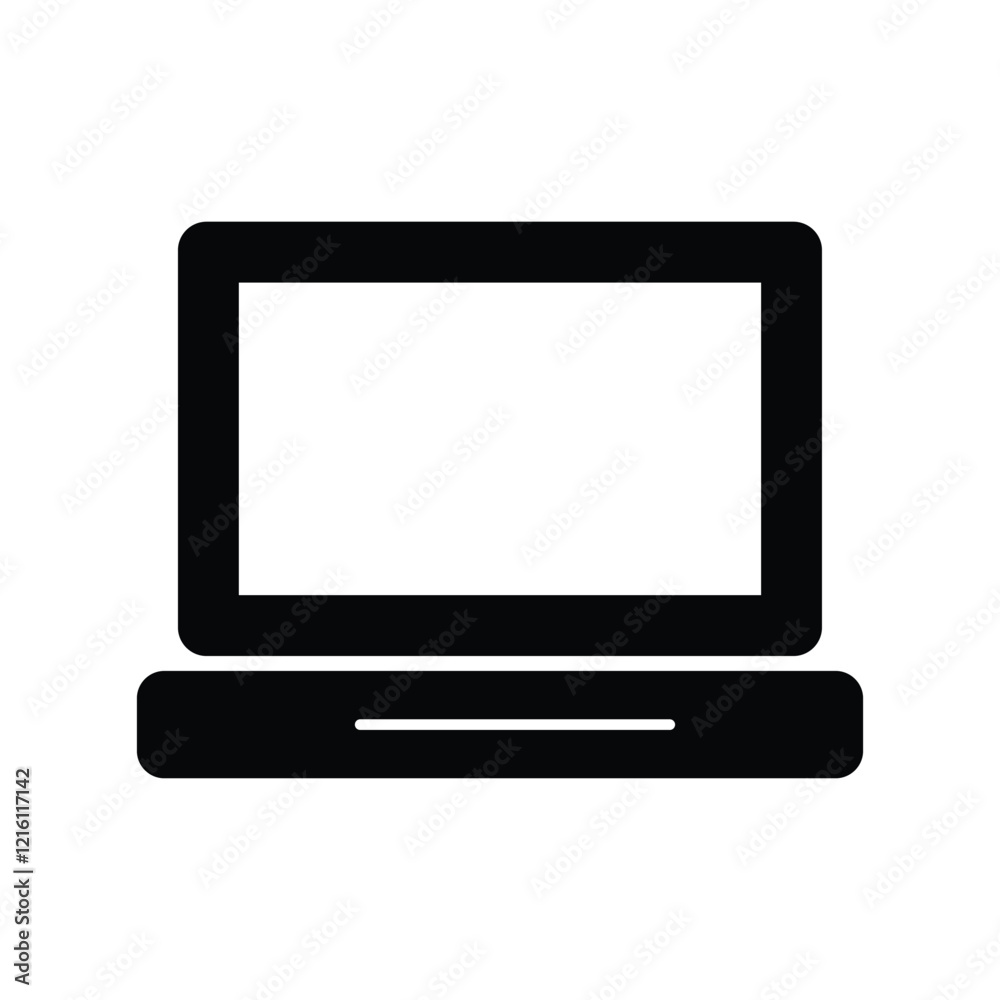Laptop glyph icon with white background vector stock illustration Laptop glyph icon with white background vector stock illustration