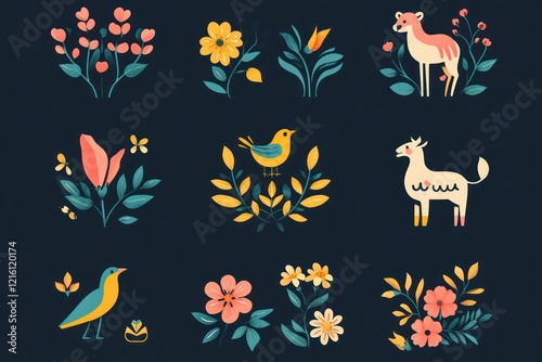 Home logo collection by nature, animals, and floral elements