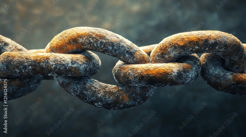 Close-up of a Rusty Metal Chain with a Blurry Background Close-up of a Rusty Metal Chain with a Blurry Background