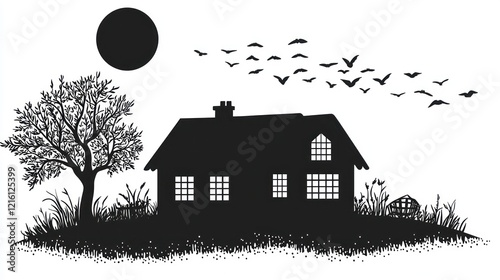 Silhouette icon a cozy home