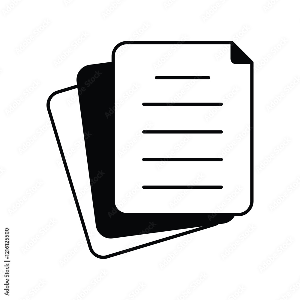 Document glyph icon with white background vector stock illustration Document glyph icon with white background vector stock illustration