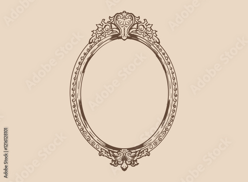 Illustration of an Mirror Antique Handdrawn