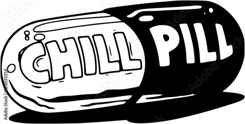 funny chill pill cartoon sketch silhouette