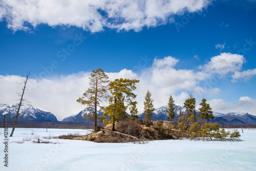 Russia. Beautiful scenery of the northernmost desert in the world. View of the Kodar Ridge. Chara sands. The region of baikaL Kodar National natural park. .