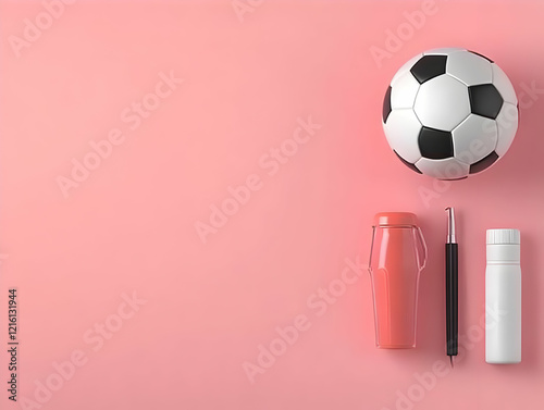Pink Background 3D Render Soccer Ball