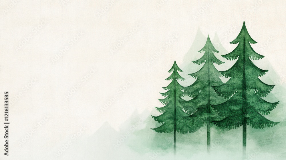 Obraz premium Painting of a tranquil forest scene featuring various trees and natural elements in a picturesque landscape