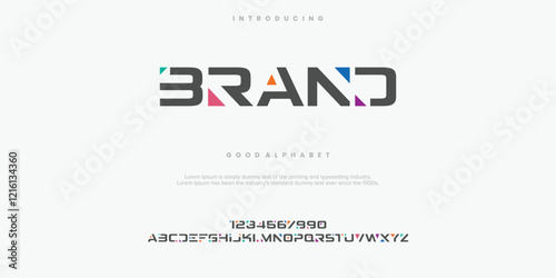 Brand modern abstract alphabet font. Minimal technology typography, Creative urban sport fashion futuristic font and with numbers. vector illustration